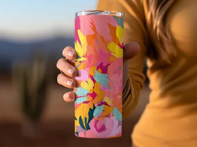 Vibrant Floral Design Insulated Tumbler for Beverages