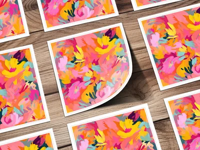 Vibrant Abstract Floral Design Colorful Art Print