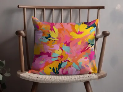Colorful Abstract Floral Design Pillow Cushion