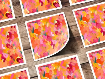 Vibrant Abstract Floral Design Colorful Art Print