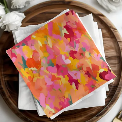 Vibrant Floral Design in Bright Multicolors Napkin Set