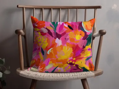 Vibrant Floral Pattern Decorative Throw Pillow Cover
