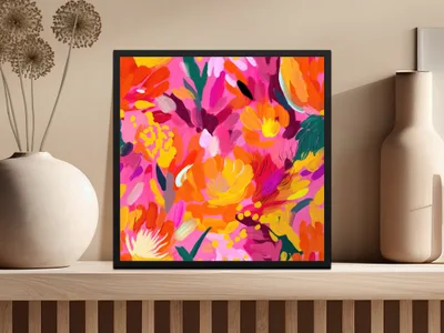 Vibrant Abstract Floral Art Print For Home Decor