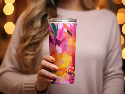 Vibrant Floral Themed Insulated Tumbler for Daily Use