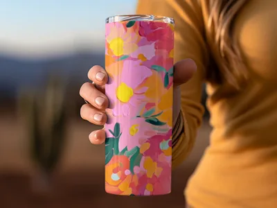 Vibrant Floral Design Tumbler Cup for Your Beverages
