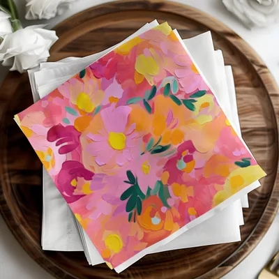 Vibrant Pink and Orange Floral Themed Art Print