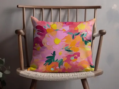 Bright Colorful Floral Design Decorative Pillow Cover