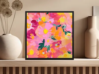 Vibrant Floral Abstract Artwork Wall Decor Print
