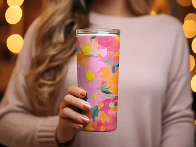 Vibrant Floral Design Insulated Tumbler for Hot and Cold