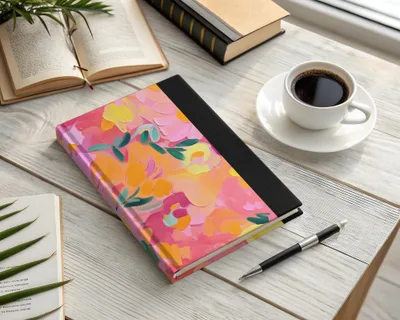 Vibrant Floral Abstract Design Hardcover Notebook