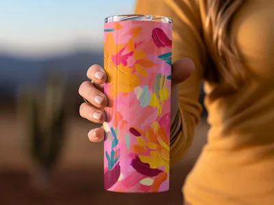 Vibrant Colorful Floral Insulated Tumbler Cup