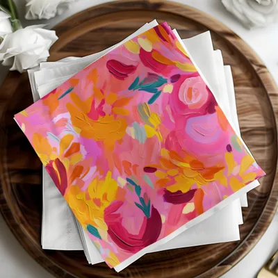 Floral Abstract Design Vibrant Multicolor Napkin Set