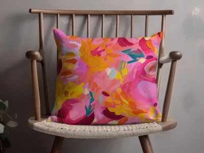 Vibrant Abstract Floral Patterned Throw Pillow
