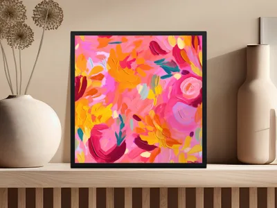 Bright Colorful Floral Art Print Wall Decor