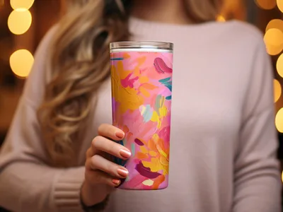 Vibrant Floral Pattern Insulated Travel Tumbler