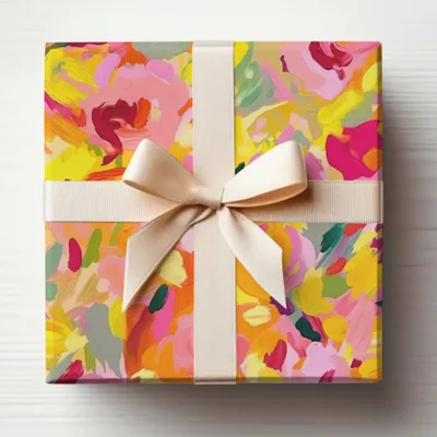 Vibrant Abstract Design Gift Box with Ribbon Bow