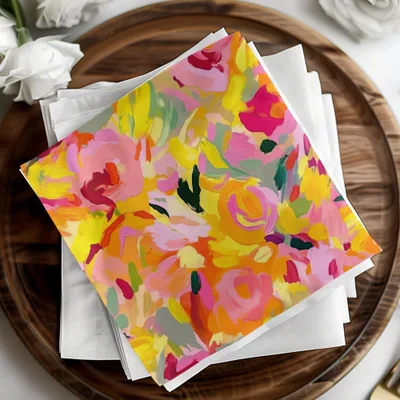 Vibrant Abstract Floral Design Napkin for Home Decor