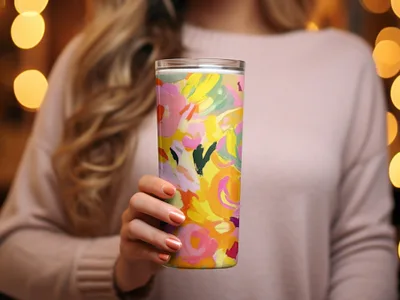 Bright Abstract Floral Design Insulated Tumbler Product