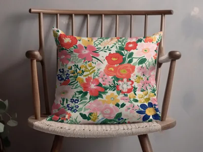 Vibrant Floral Pattern Decorative Throw Pillow Cover