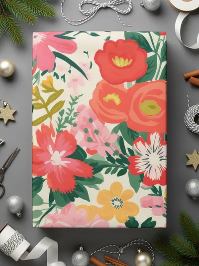 Vibrant Floral Wrapping Paper for Festive Celebrations