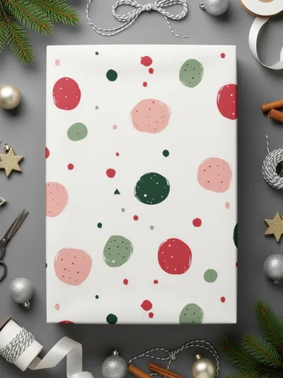 Festive Polka Dots Christmas Gift Wrap Paper