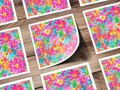 Vibrant Floral Print Colorful Wall Art Decor Stickers