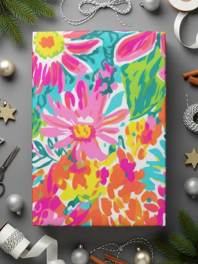 Vibrant Floral Patterned Gift Wrap Perfect for Holidays
