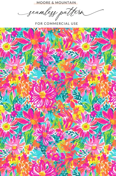 Colorful Floral Seamless Pattern for Commercial Use