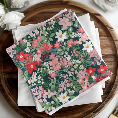 Floral Pattern Napkins with Vibrant Spring Flowers Design