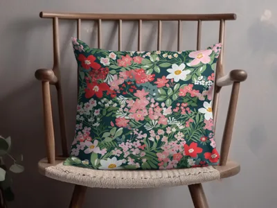 Vibrant Floral Print Decorative Throw Pillow Cushion