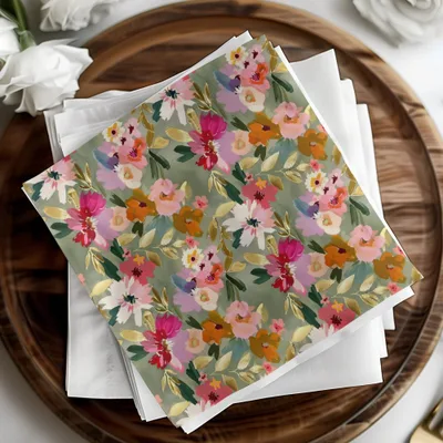 Bright Sage Green and Pink Floral Digital Seamless Pattern, Flower Garden Illustration, Repeating Design for Fabric, - Moore and Mountain