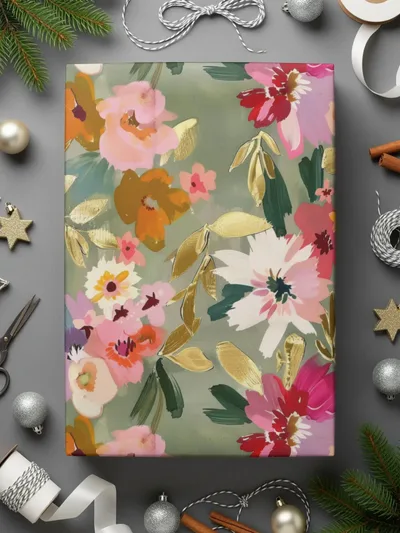 Bright Sage Green and Pink Floral Digital Seamless Pattern, Flower Garden Illustration, Repeating Design for Fabric, - Moore and Mountain