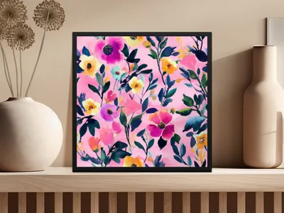 Vibrant Floral Pattern Art Print Wall Decor