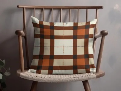 Checkered Brown and Beige Pattern Throw Pillow product