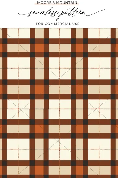 Seamless Brown Orange Plaid Pattern For Commercial Use