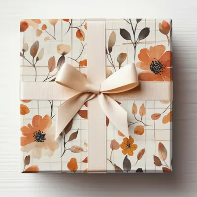 Elegant Floral Design Gift Box with Ribbon Decor