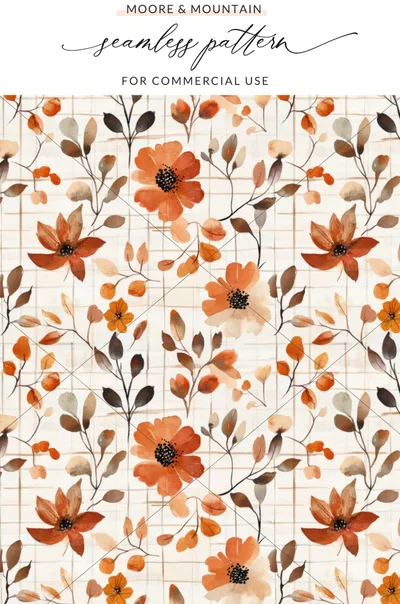 Autumn Floral Seamless Pattern For Commercial Use