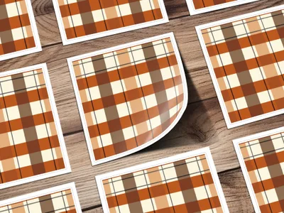 Autumn Plaid Pattern Rectangular Sticker Product