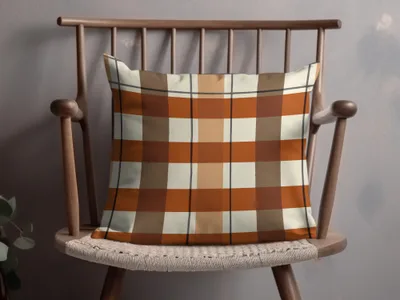 Stylish Orange and Brown Plaid Pattern Cushion Pillow