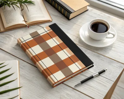Orange and Brown Plaid Hardcover Notebook Journal