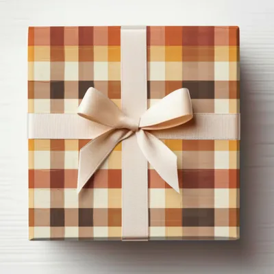 Elegant Plaid Gift Box with Ribbon for Special Occasions
