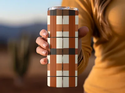 Plaid Patterned Insulated Tumbler for Hot and Cold Drinks