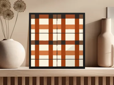 Modern Checkered Orange and White Framed Art Print
