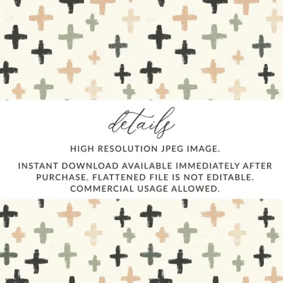 Brush Stroke Crosses Digital Paper, Seamless Neutral Cross Pattern, Geometric Digital Print, Modern Digital Texture, Boho Crosses Image - Moore and Mountain