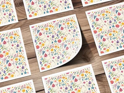 Bunny Amongst Flowers Seamless Pattern Design JPEG Files - Moore and Mountain