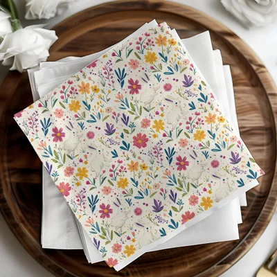 Bunny Amongst Flowers Seamless Pattern Design JPEG Files - Moore and Mountain
