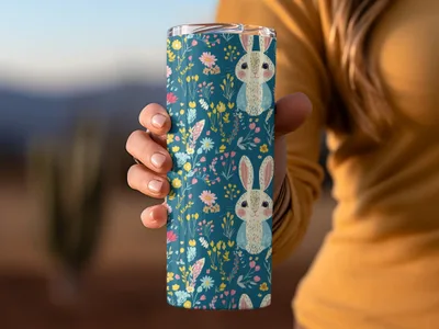 Bunny Digital Paper, Floral Bunny Pattern, Seamless Easter Pattern, Cute Bunny Design, Spring Floral Pattern, Digital Background - Moore and Mountain