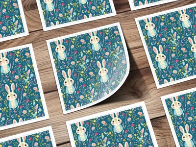 Bunny Digital Paper, Floral Bunny Pattern, Seamless Easter Pattern, Cute Bunny Design, Spring Floral Pattern, Digital Background - Moore and Mountain
