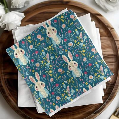 Bunny Digital Paper, Floral Bunny Pattern, Seamless Easter Pattern, Cute Bunny Design, Spring Floral Pattern, Digital Background - Moore and Mountain