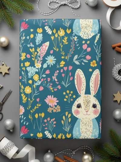 Bunny Digital Paper, Floral Bunny Pattern, Seamless Easter Pattern, Cute Bunny Design, Spring Floral Pattern, Digital Background - Moore and Mountain